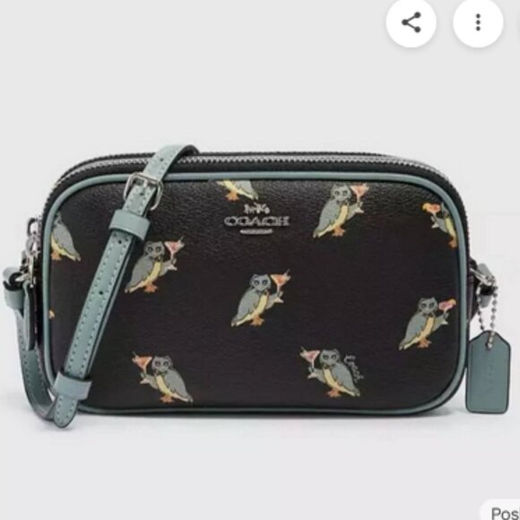 Coach Party Owl w/ Martini  double zip crossbody bag No Callouts free shipping - Picture 2 of 12